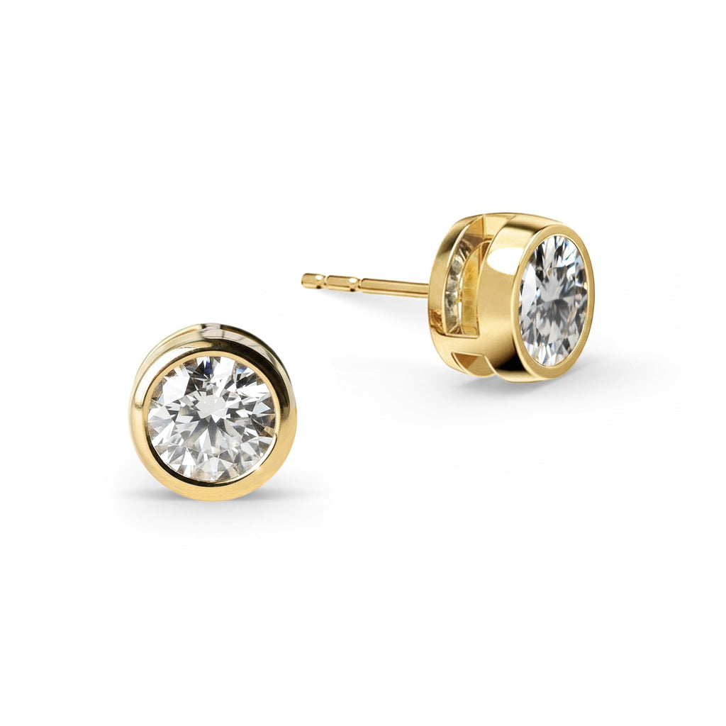 Jamestown White Topaz Stud Earrings in 14k Gold (April)