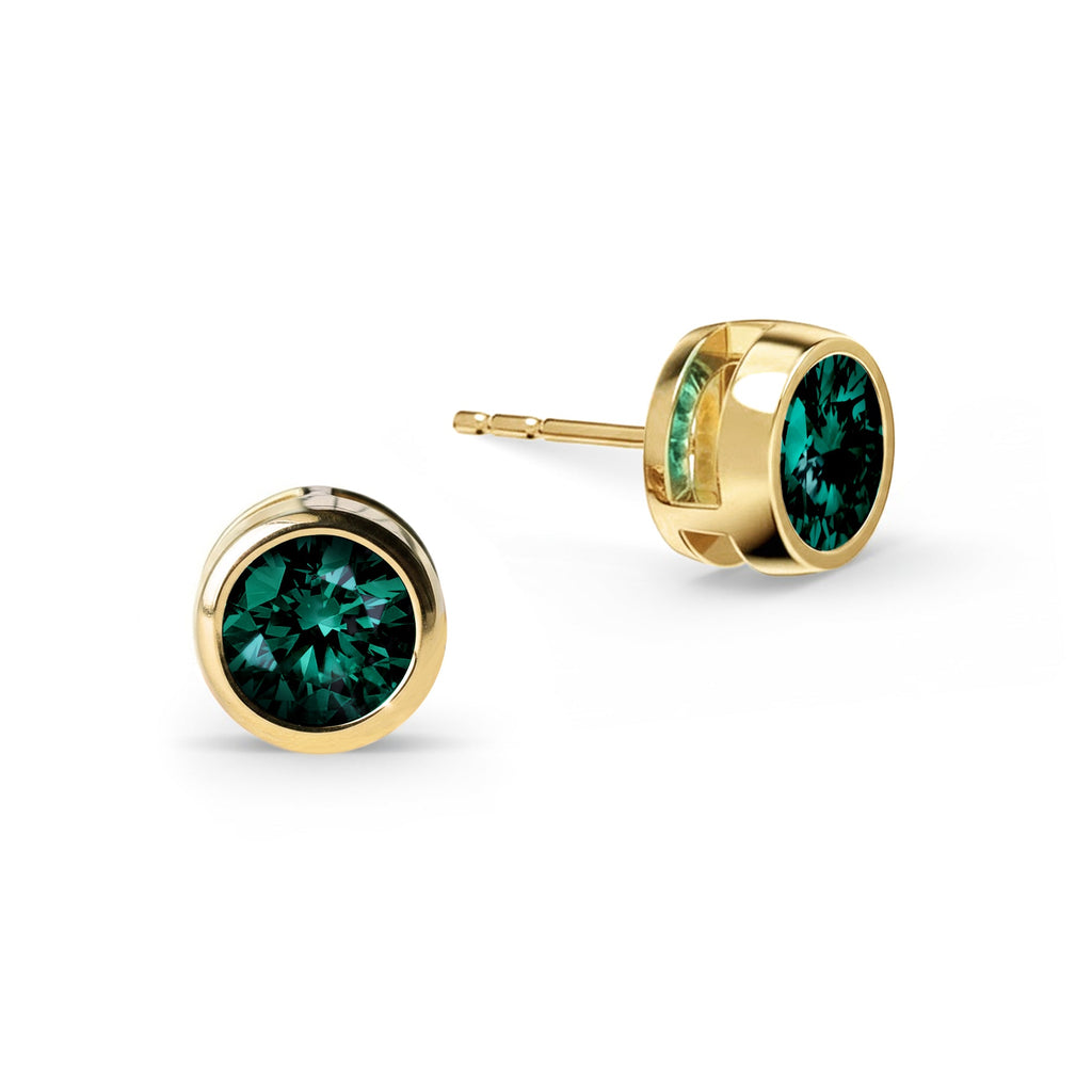 Jamestown Emerald Stud Earrings in 14k Gold (May)