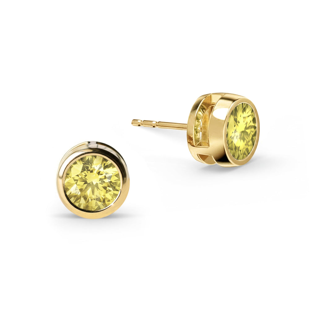 Jamestown Lemon Verbena Quartz Stud Earrings in 14k Gold (August)