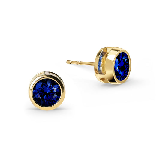 Jamestown Sapphire Stud Earrings in 14k Gold (September)