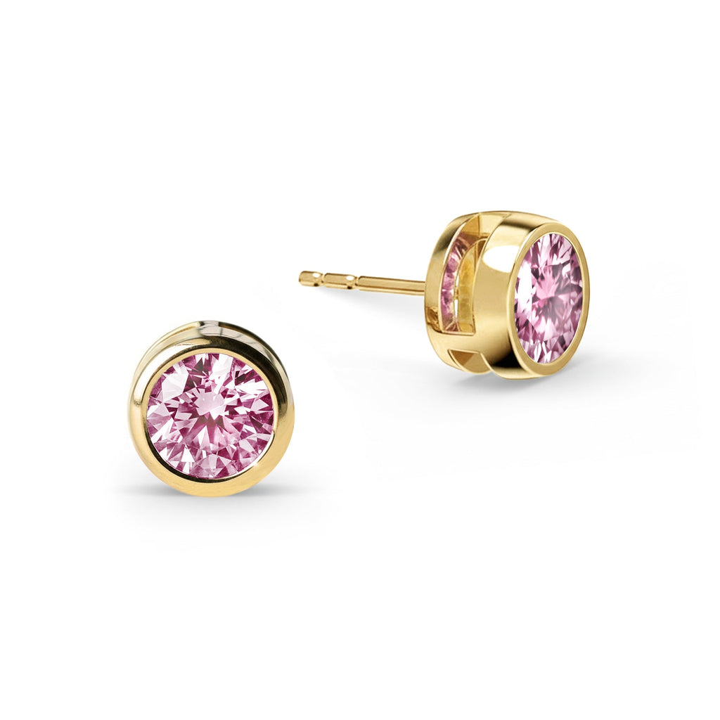 Jamestown Pink Sapphire Stud Earrings in 14k Gold (October)