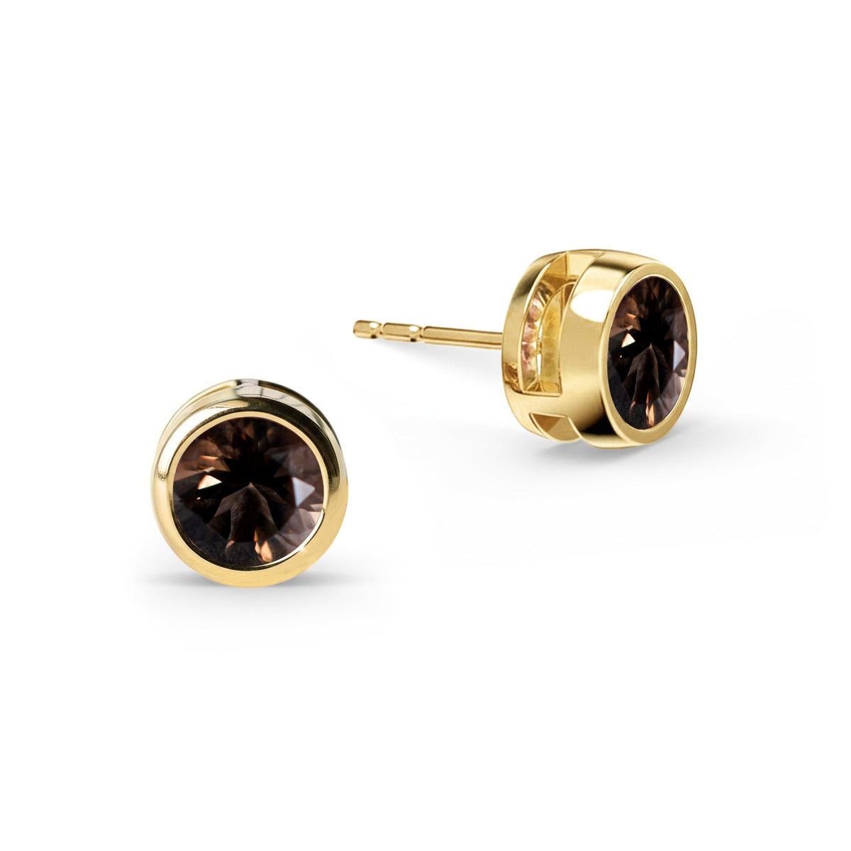 Jamestown Smoky Quartz Stud Earrings in 14k Gold (November)