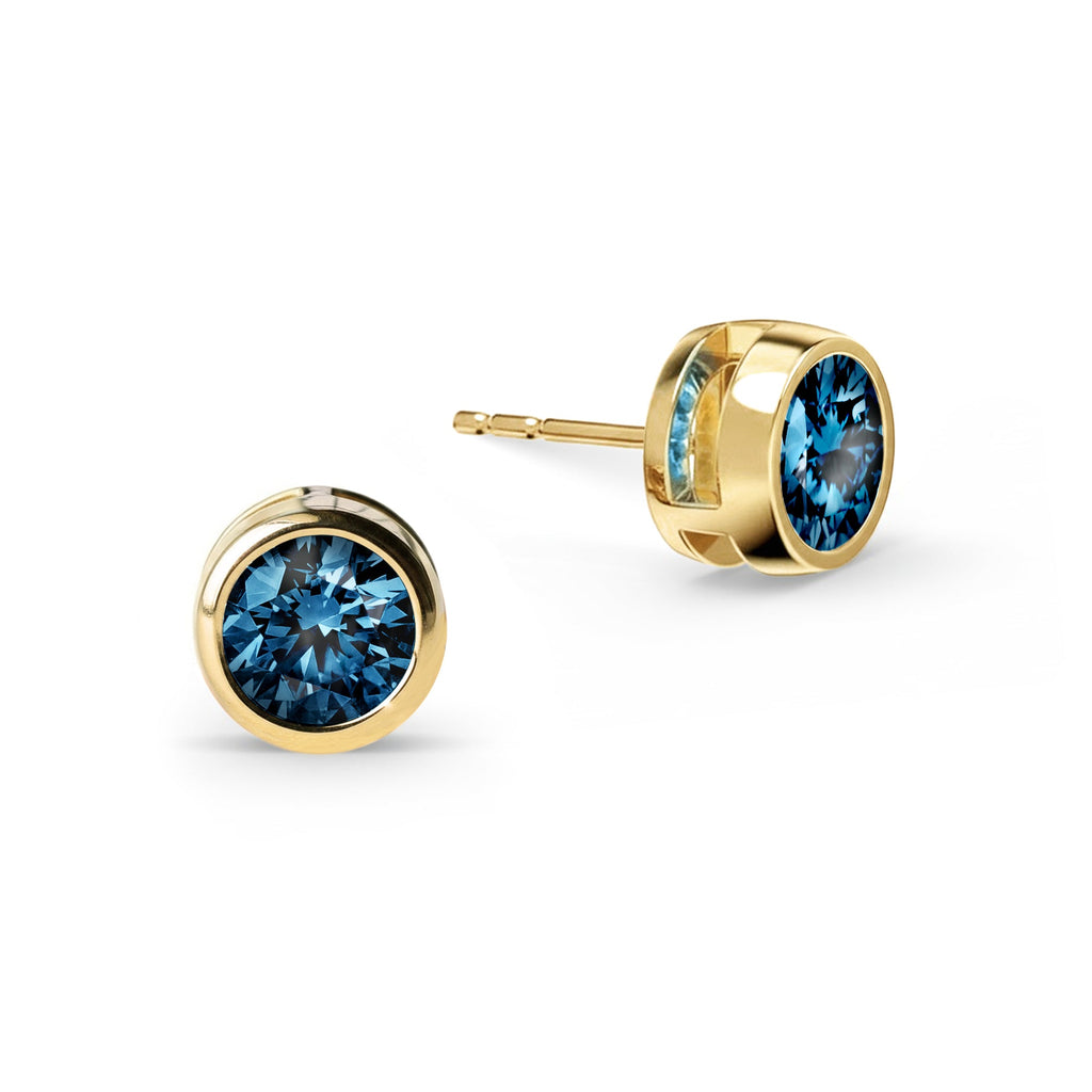 Jamestown Atlantic Blue Topaz Stud Earrings in 14k Gold (December)