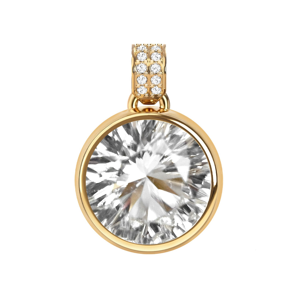 Jamestown White Topaz Pendant with Diamond Bail in 14k Gold (April)