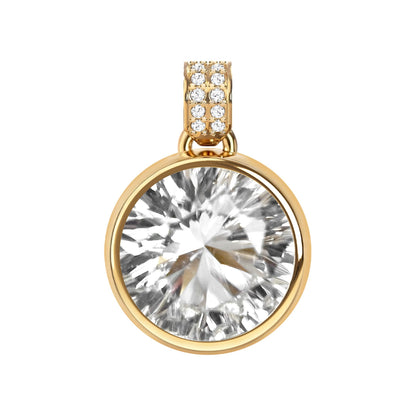 Jamestown White Topaz Pendant with Diamond Bail in 14k Gold (April)