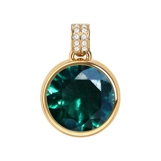 Jamestown Emerald Pendant with Diamond Bail in 14k Gold (May)