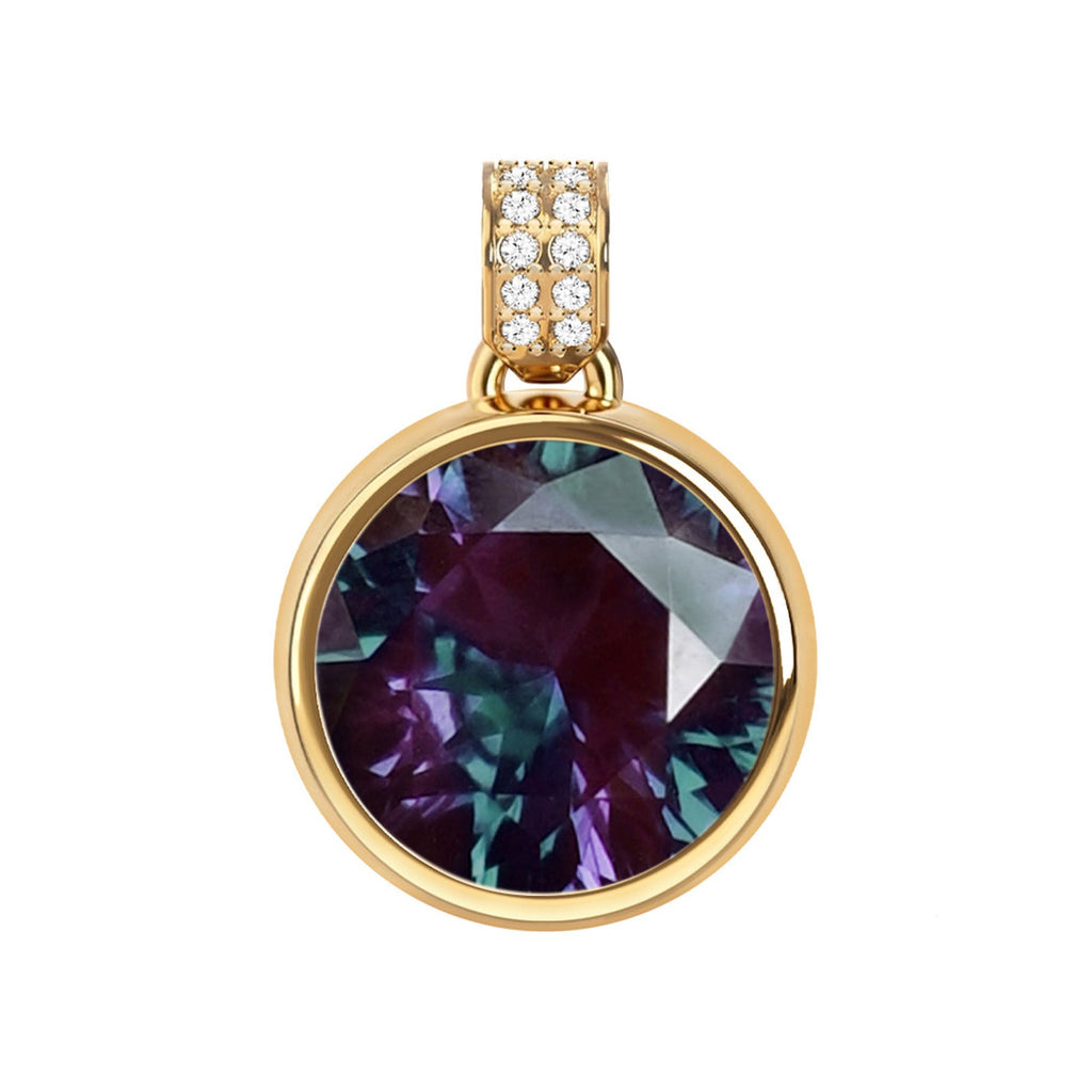 Jamestown Alexandrite Pendant with Diamond Bail in 14k Gold (June)
