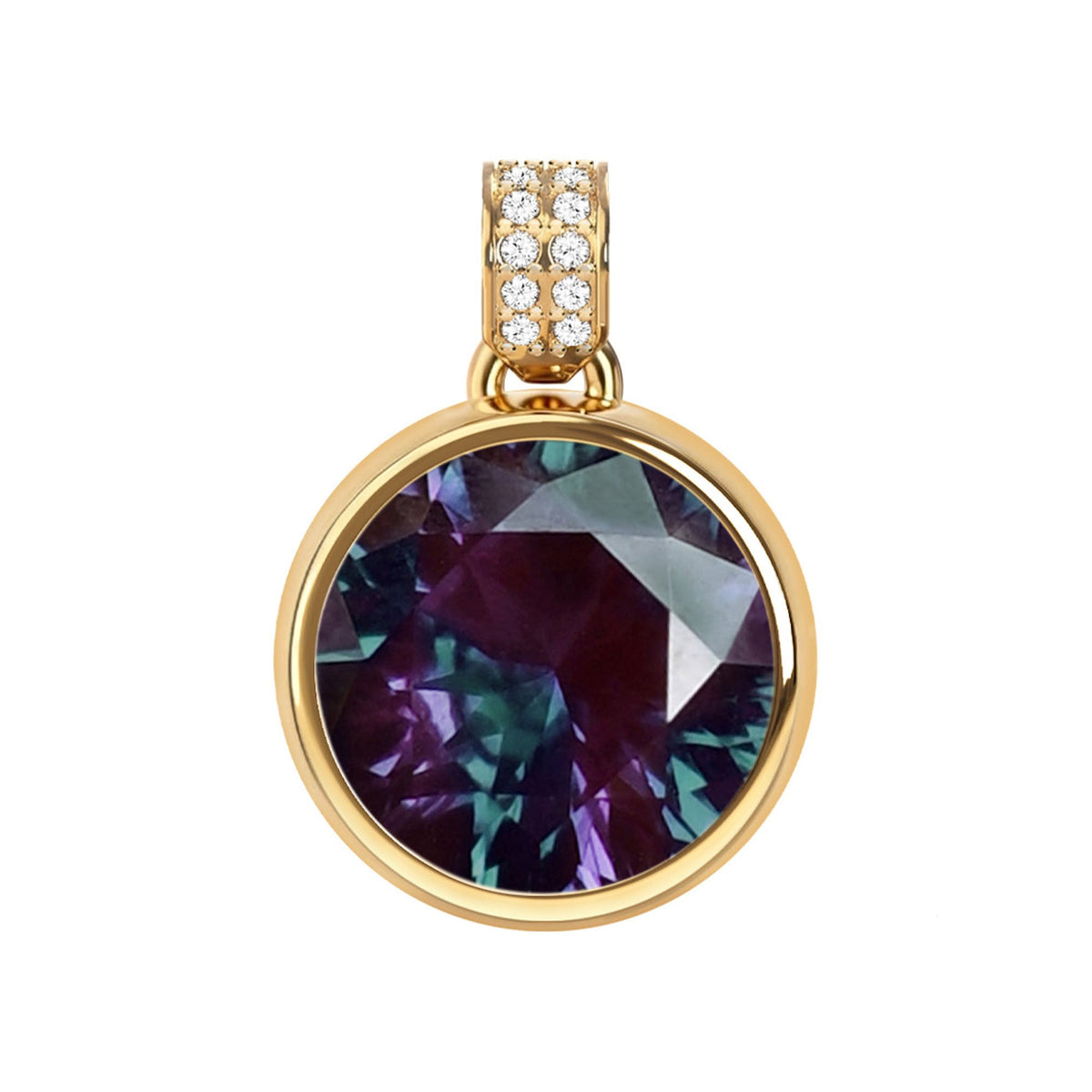 Jamestown Alexandrite Pendant with Diamond Bail in 14k Gold (June)