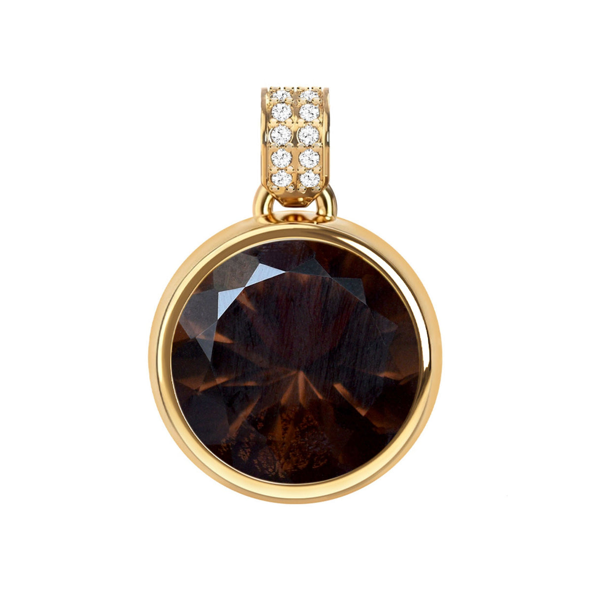 Jamestown Smoky Quartz Pendant with Diamond Bail in 14k Gold (November)