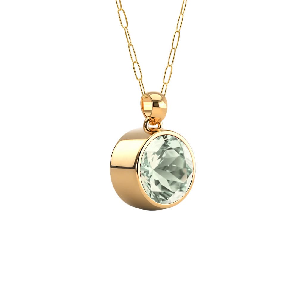 Jamestown Green Amethyst Pendant in 14k Gold (February)