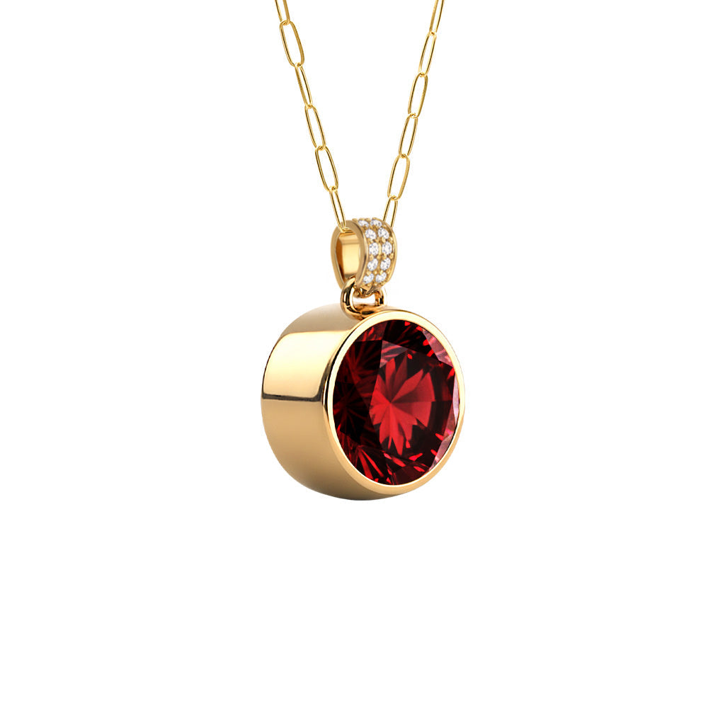 Jamestown Garnet Pendant with Diamond Bail in 14k Gold (January)