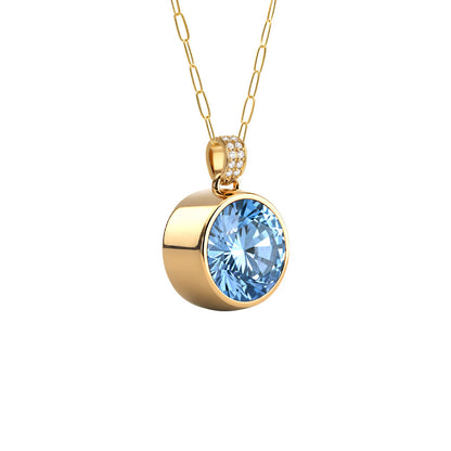 Jamestown Aquamarine Pendant with Diamond Bail in 14k Gold (March)