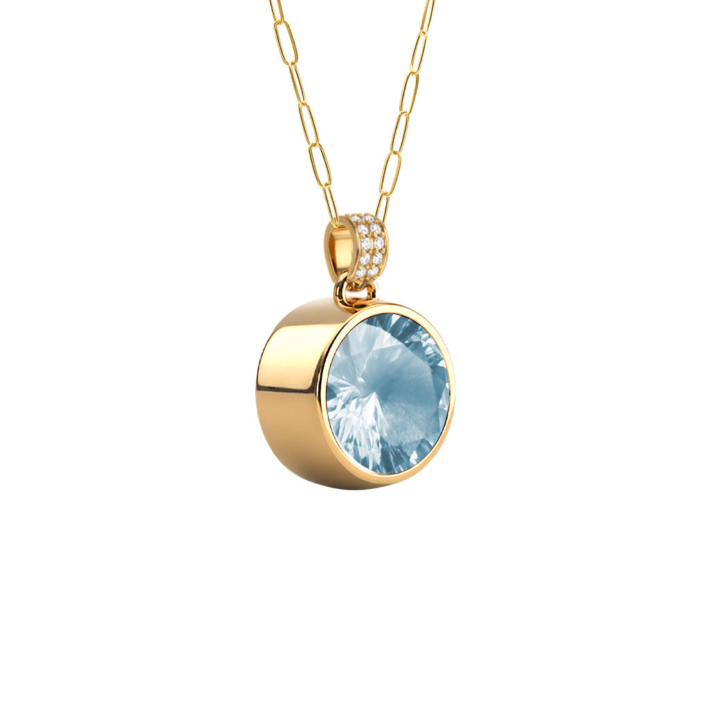 Jamestown Nantucket Blue Topaz Pendant with Diamond Bail in 14k Gold (December)