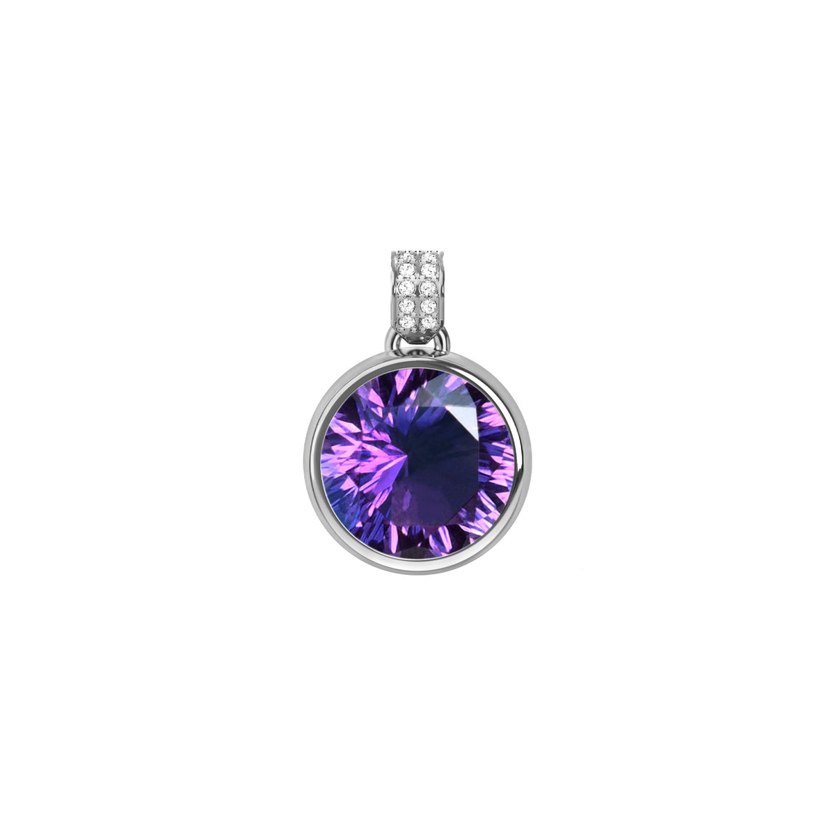 Jamestown Amethyst Pendant with Diamond Bail in 14k Gold (February)
