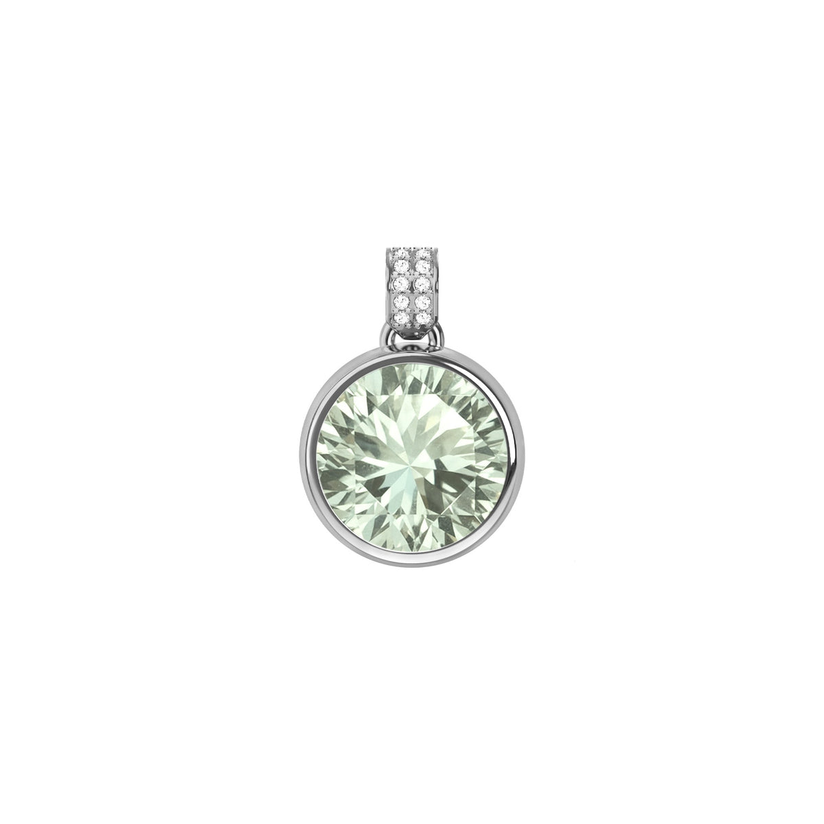 Jamestown Green Amethyst Pendant with Diamond Bail in 14k Gold (February)