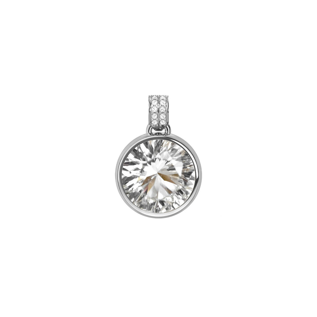 Jamestown White Topaz Pendant with Diamond Bail in 14k Gold (April)