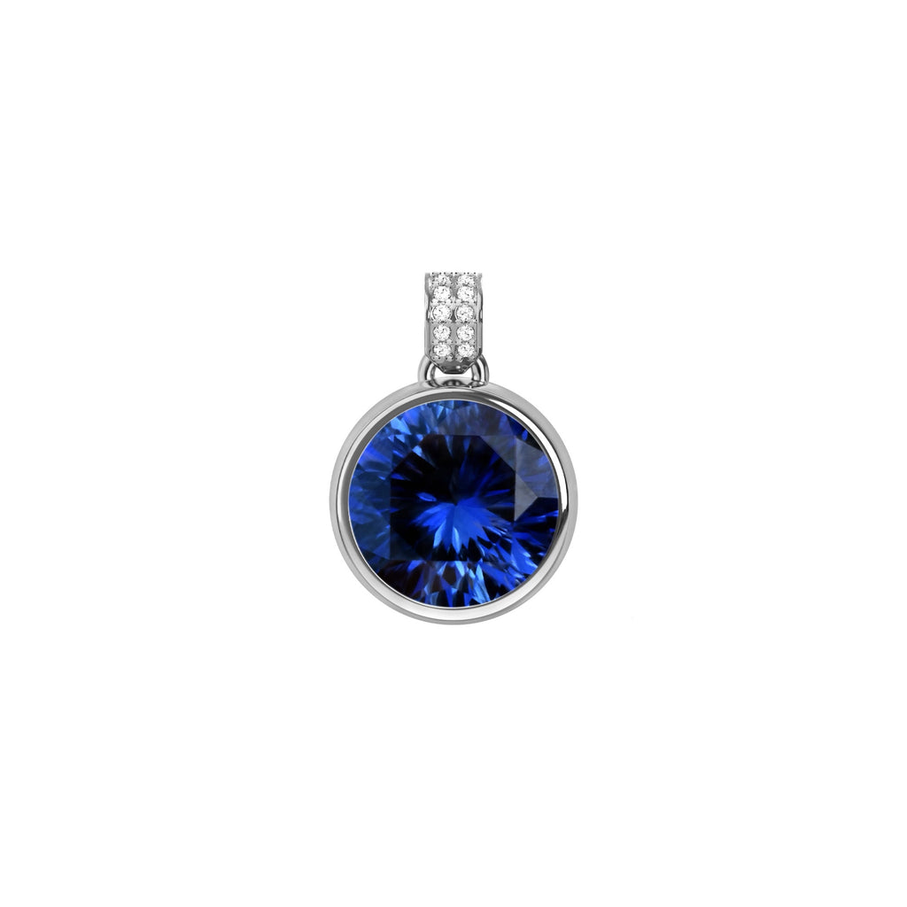 Jamestown Sapphire Pendant with Diamond Bail in 14k Gold (September)
