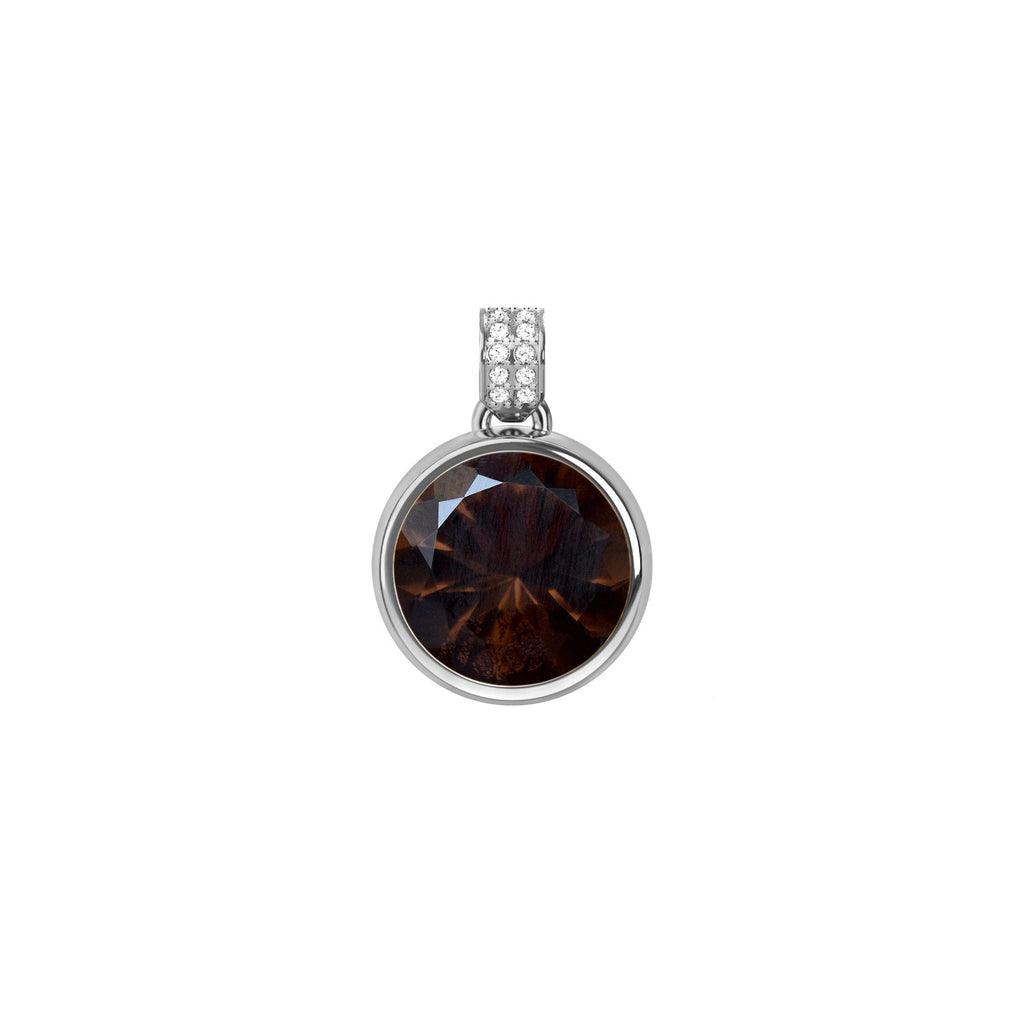 Jamestown Smoky Quartz Pendant with Diamond Bail in 14k Gold (November)