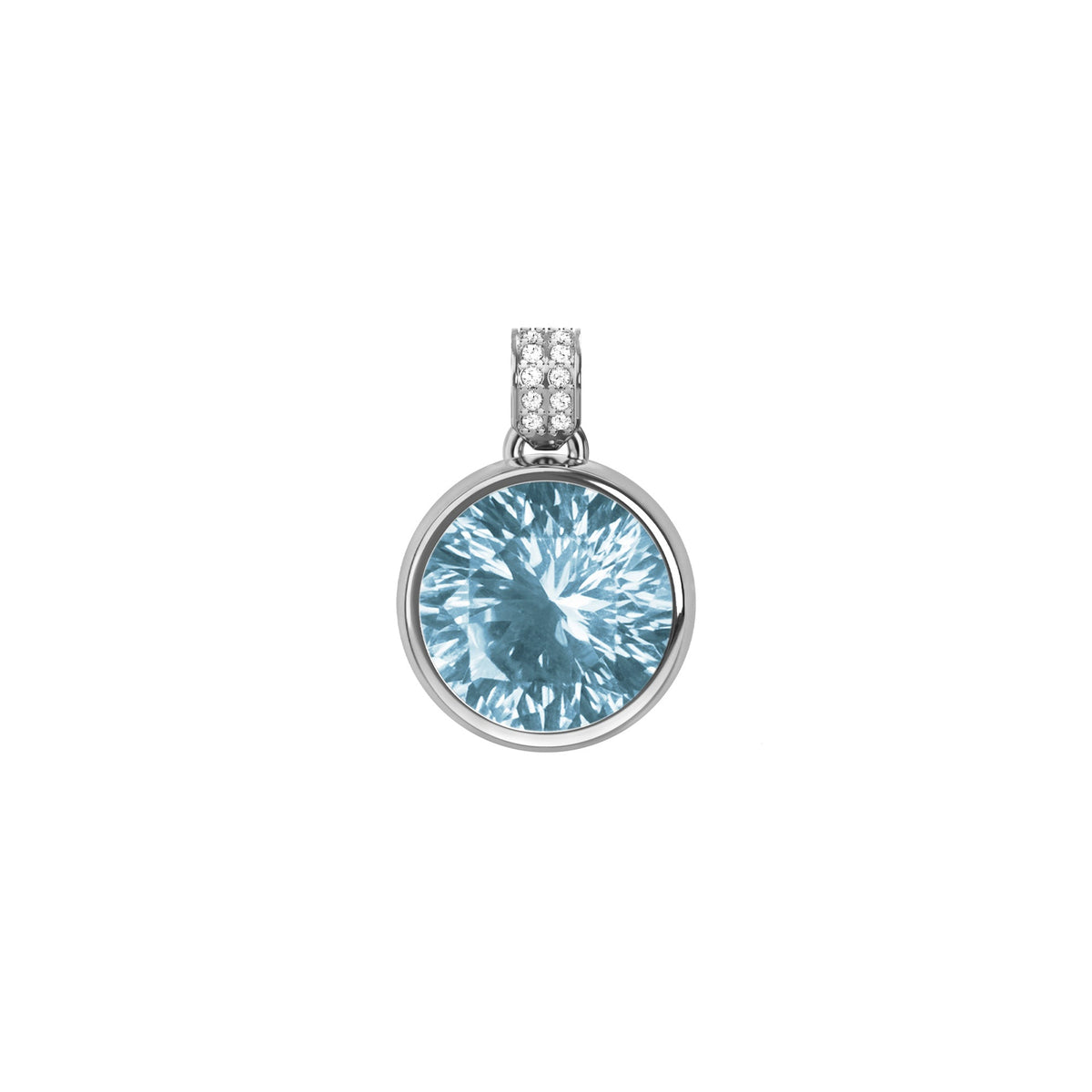 Jamestown Nantucket Blue Topaz Pendant with Diamond Bail in 14k Gold (December)