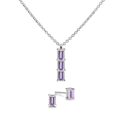 Providence 3 Amethyst Pendant and Stud Earrings Set in 14k Gold (February)