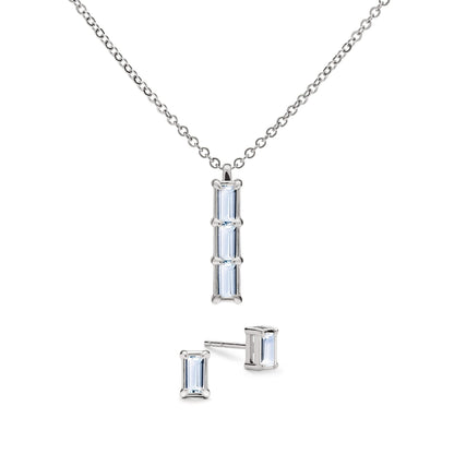 Providence 3 Aquamarine Pendant and Stud Earrings Set in 14k Gold (March)