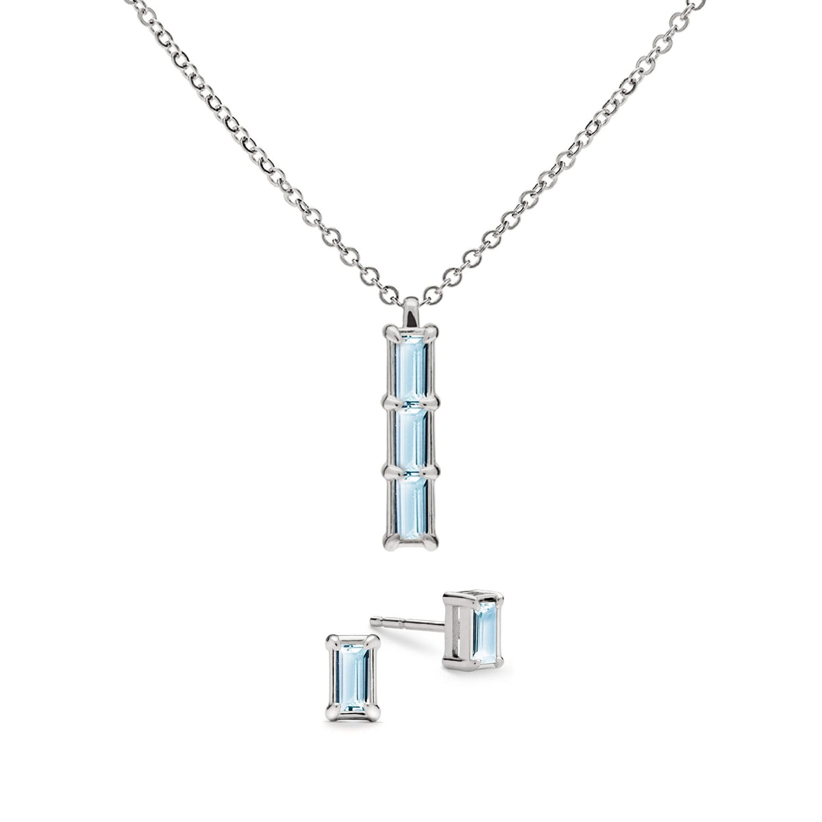 Providence 3 Nantucket Blue Topaz Pendant and Stud Earrings Set in 14k Gold (December)