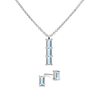 Providence 3 Nantucket Blue Topaz Pendant and Stud Earrings Set in 14k Gold (December)
