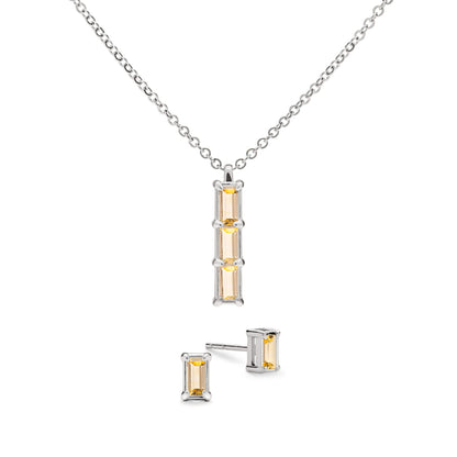Providence 3 Citrine Pendant and Stud Earrings Set in 14k Gold (November)