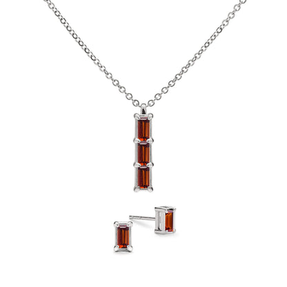 Providence 3 Garnet Pendant and Stud Earrings Set in 14k Gold (January)