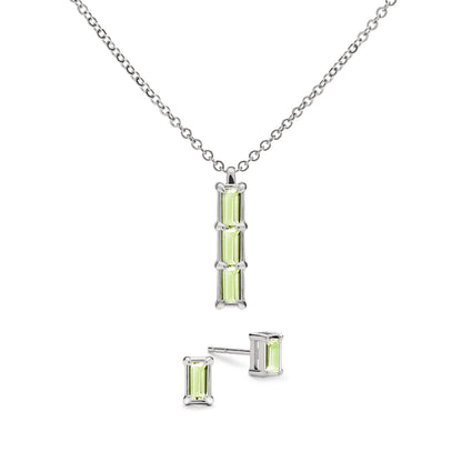 Providence 3 Peridot Pendant and Stud Earrings Set in 14k Gold (August)