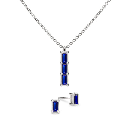 Providence 3 Sapphire Pendant and Stud Earrings Set in 14k Gold (September)