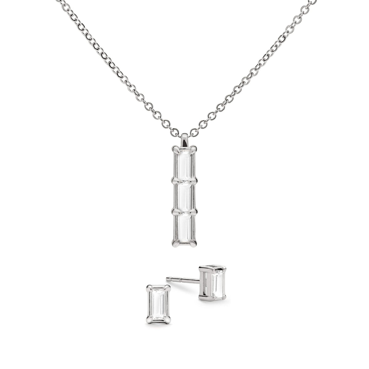 Providence 3 White Topaz Pendant and Stud Earrings Set in 14k Gold (April)