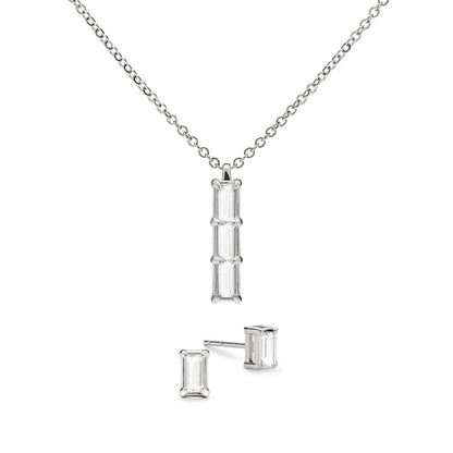 Providence 3 White Topaz Pendant and Stud Earrings Set in 14k Gold (April)