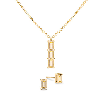 Providence 3 Citrine Pendant and Stud Earrings Set in 14k Gold (November)