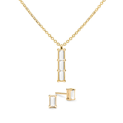 Providence 3 White Topaz Pendant and Stud Earrings Set in 14k Gold (April)
