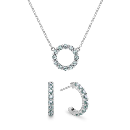 Rosecliff Small Circle Alexandrite Necklace and Huggie Hoop Earrings Set in 14k Gold (June)