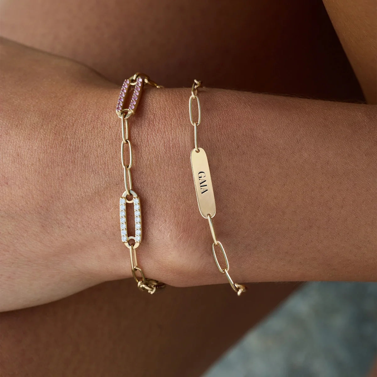 Large 1 Nameplate Bracelet on Adelaide in 14k Gold