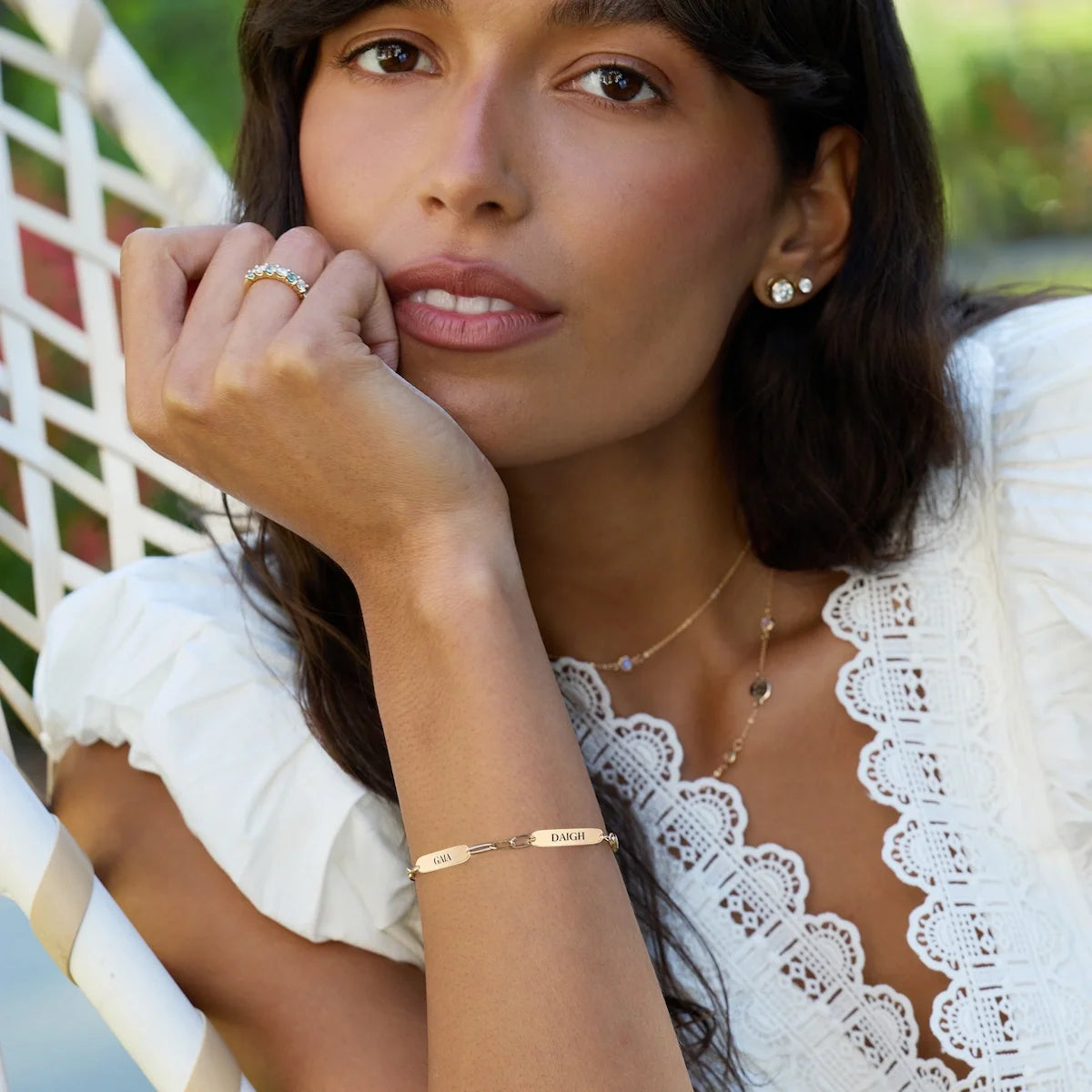 Large 2 Nameplate Bracelet on Adelaide in 14k Gold