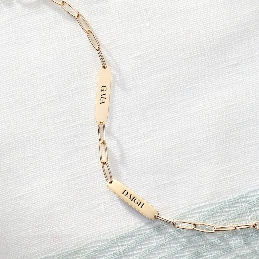 Large 2 Nameplate Bracelet on Adelaide in 14k Gold