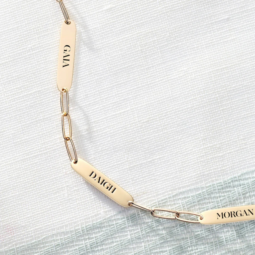 Large 3 Nameplate Bracelet on Adelaide in 14k Gold