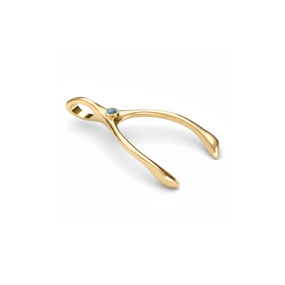 Large Alexandrite Wishbone Pendant in Solid 14k Gold (June)