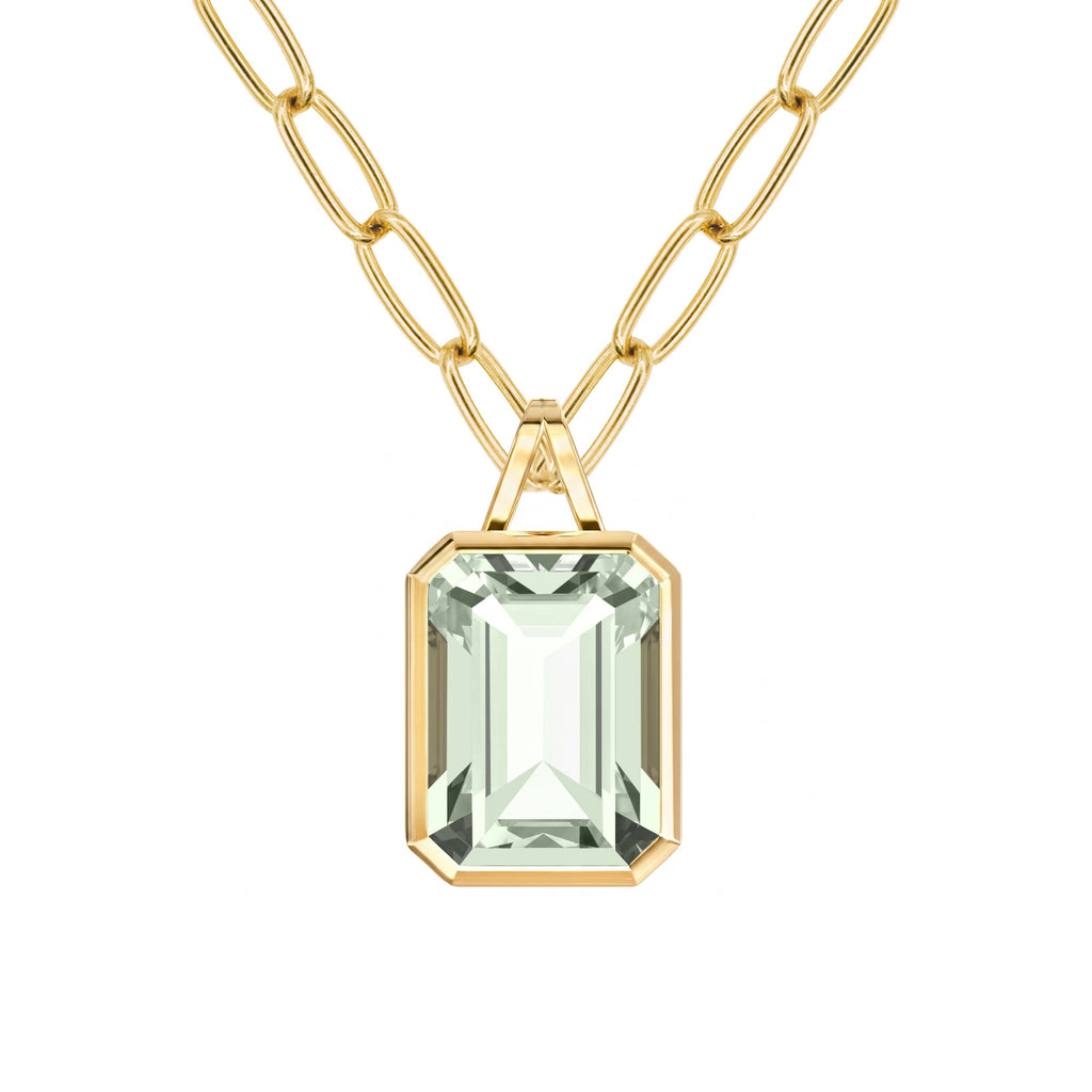 Large Warren Green Amethyst Pendant in 14k Gold (February)