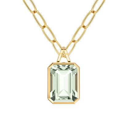 Large Warren Green Amethyst Pendant in 14k Gold (February)