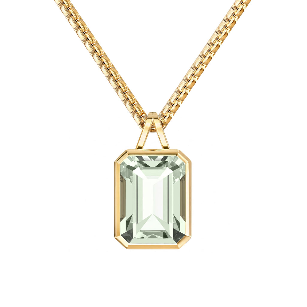 Large Warren Green Amethyst Pendant in 14k Gold (February)