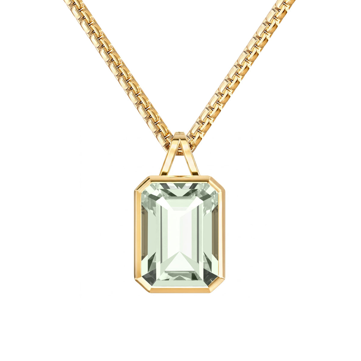 Large Warren Green Amethyst Pendant in 14k Gold (February)