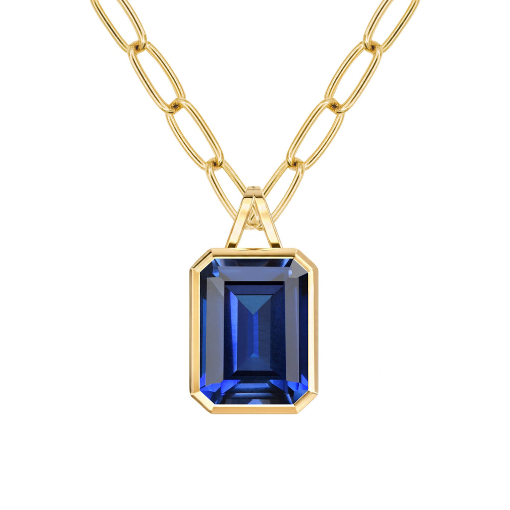 Large Warren Sapphire Pendant in 14k Gold (September)