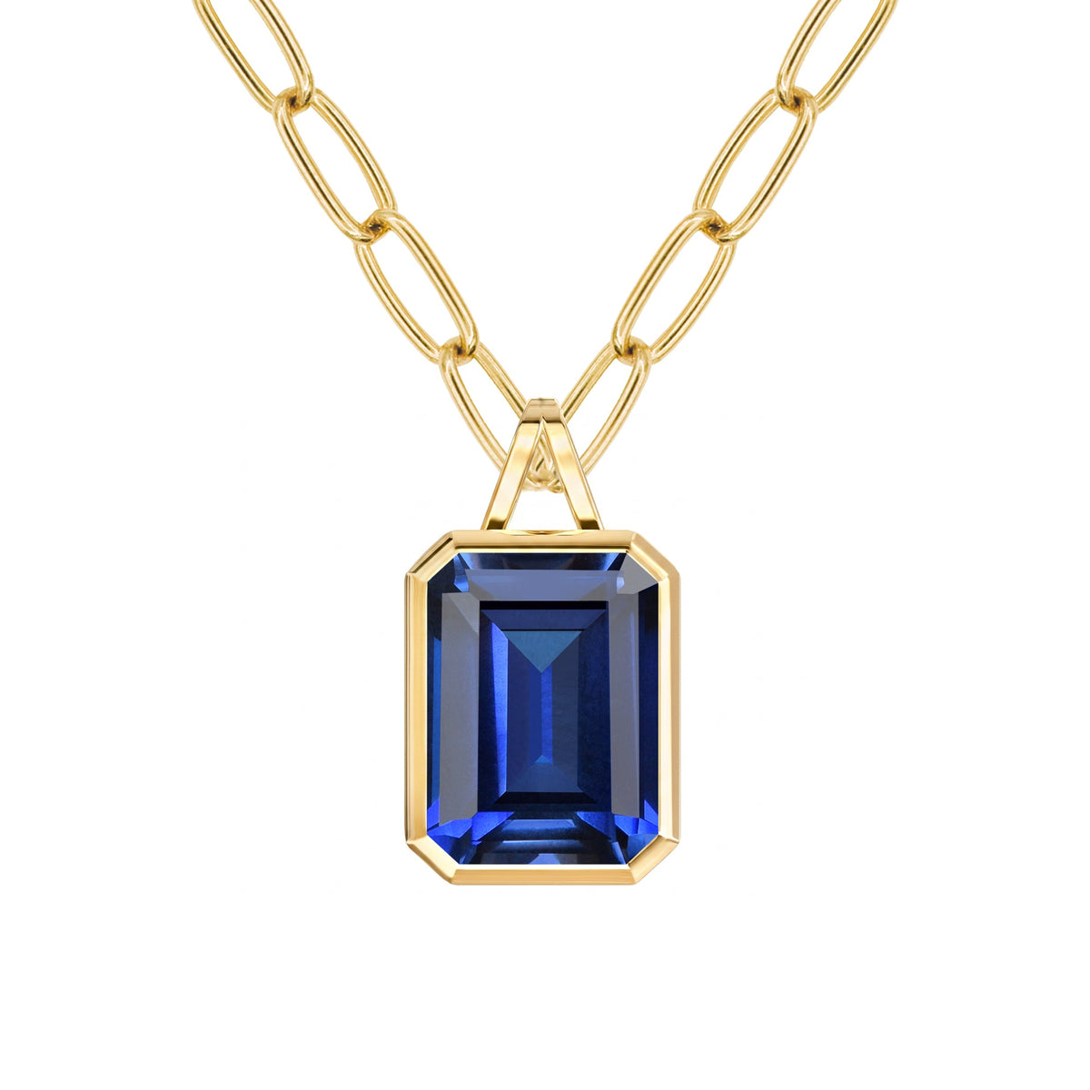 Large Warren Sapphire Pendant in 14k Gold (September)