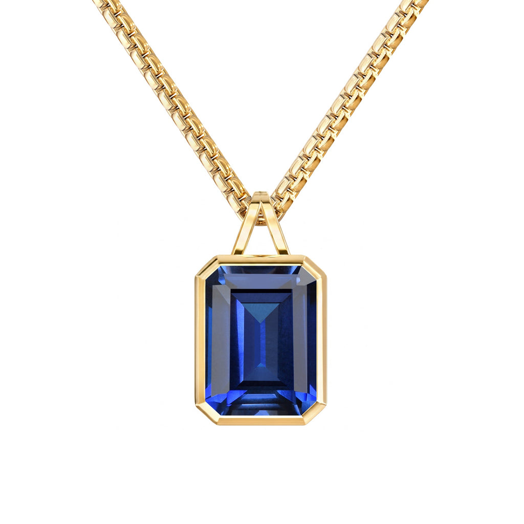 Large Warren Sapphire Pendant in 14k Gold (September)