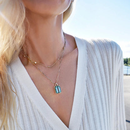 Large Warren Green Amethyst Pendant in 14k Gold (February)
