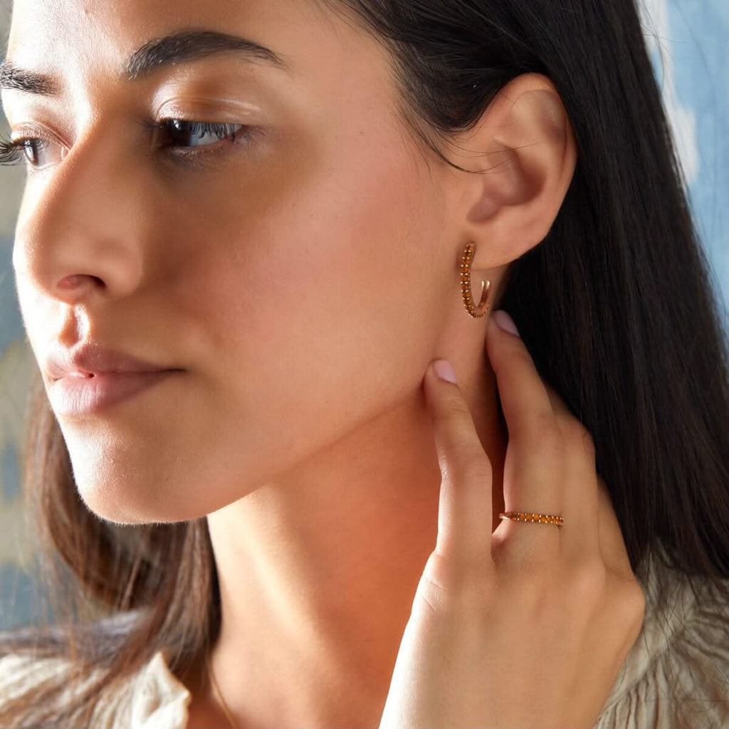 Rosecliff Citrine Hoop Earrings in 14k Gold (November)